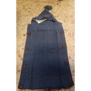 XMWealthy Baby Swaddle Wrap Bunting Blue Knit Sweater Sack NWT